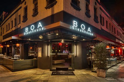 Boa steakhouse restaurant - You can order delivery directly from BOA Steakhouse - Sunset using the Order Online button. BOA Steakhouse - Sunset also offers delivery in partnership with Postmates. BOA Steakhouse - Sunset also offers takeout which you can order by calling the restaurant at (310) 278-2050. BOA Steakhouse - …